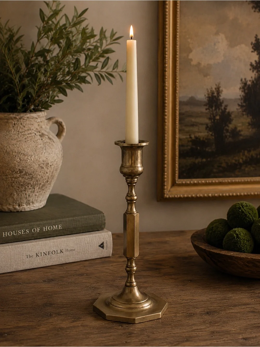 Antique Brass Taper Candle Holder - Classic Home Accents